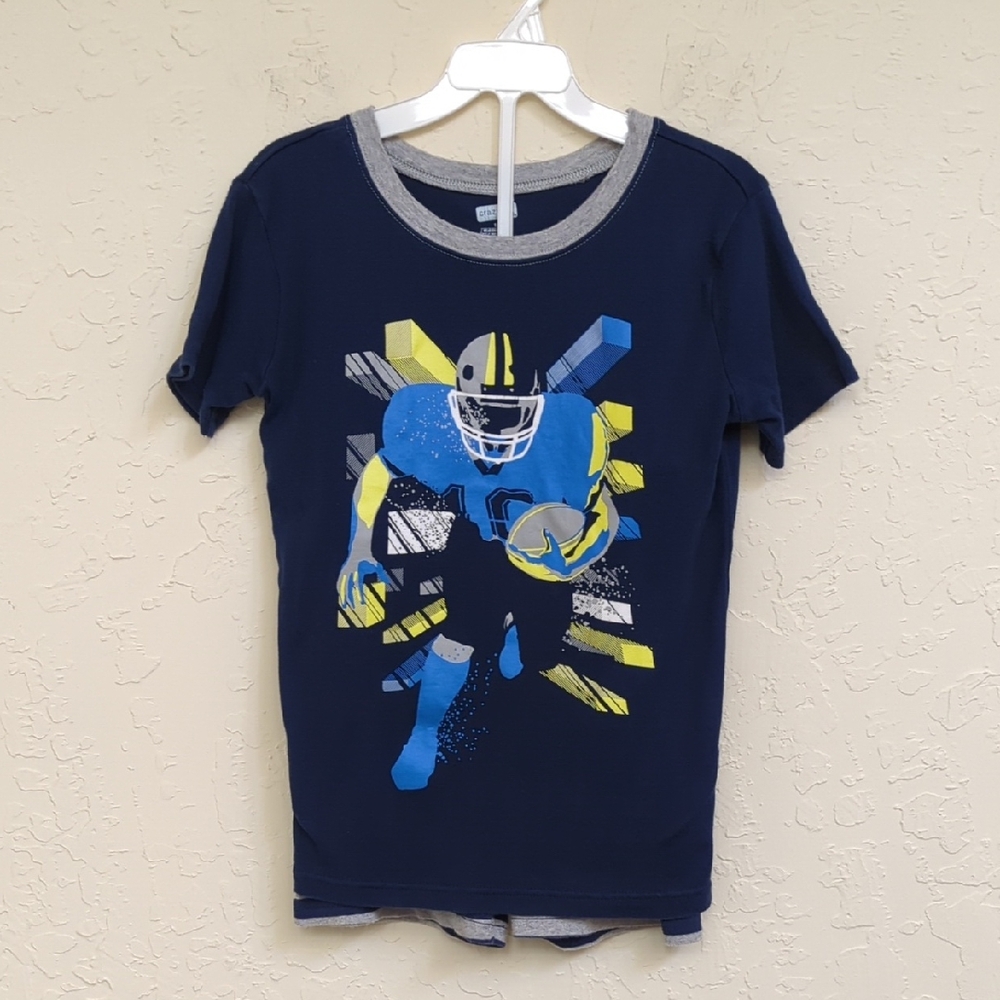 3/$20🌟Crazy 8 Boys Navy Tee & Shorts Cotton Football Graphic Pajama Set Size 12